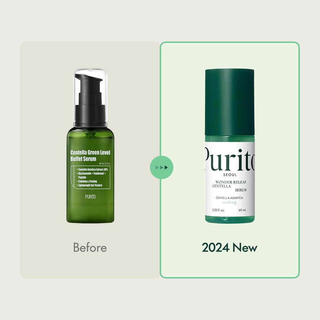 Purito Centella Unscented Serum in a glass bottle with dropper, designed for soothing and hydrating skin, by Purito SEOUL.