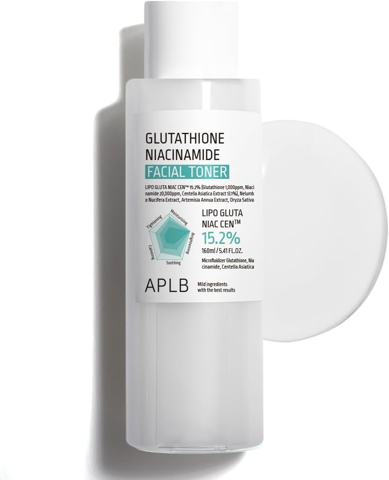 APLB Glutathione and Niacinamide Facial Toner bottle with clear label, designed for skincare and brightening.
