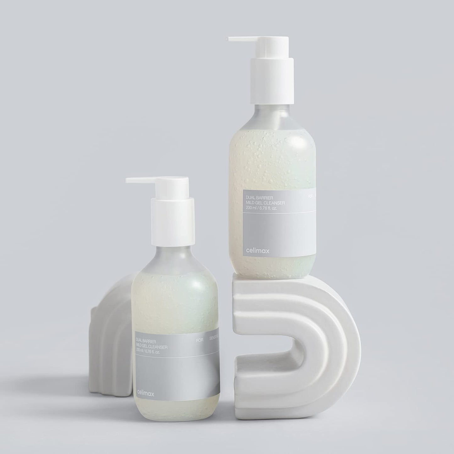 Celimax Dual Barrier Mild Gel Cleanser with ceramide, showing a white tube with blue accents on a clean background.