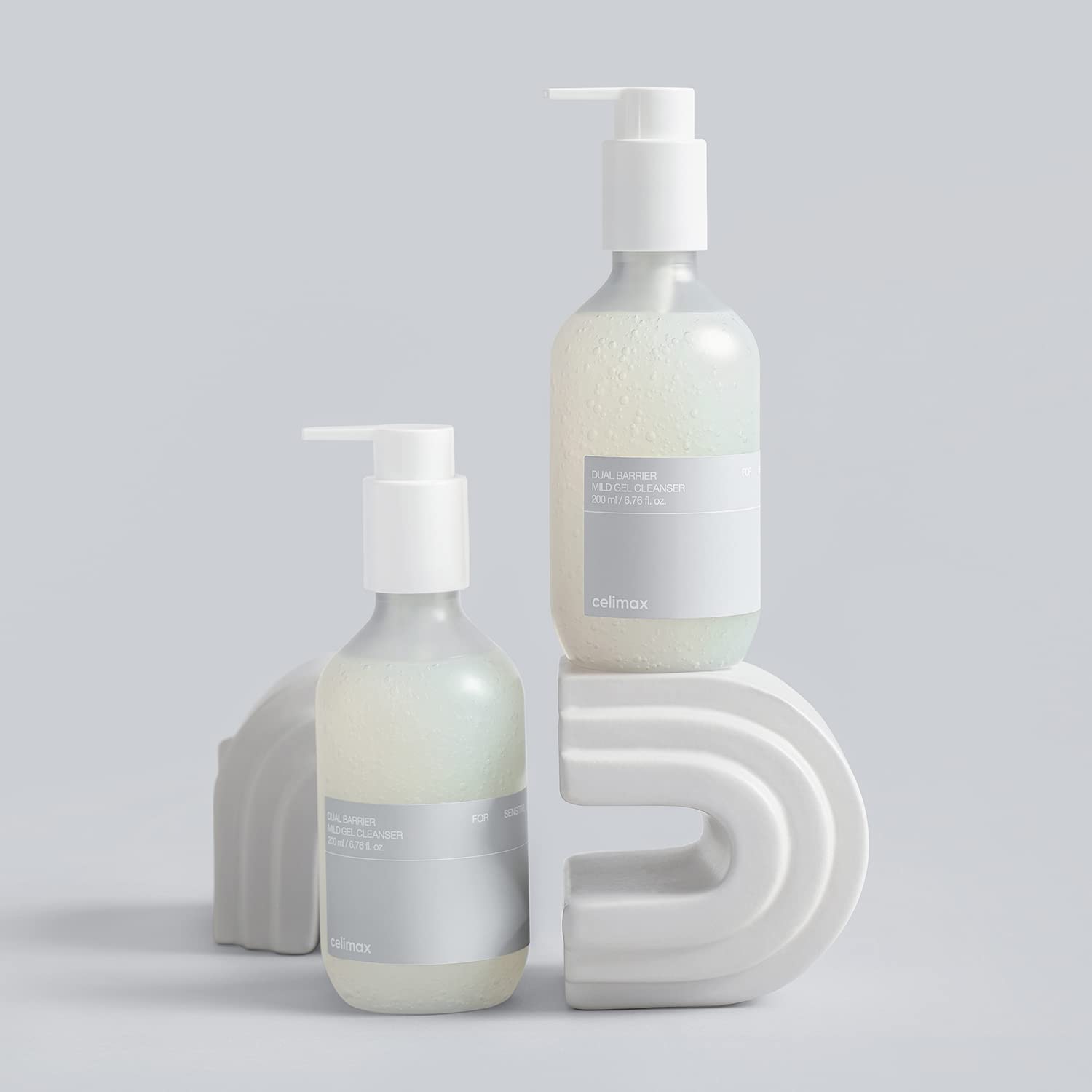 Celimax Dual Barrier Mild Gel Cleanser with ceramide, showing a white tube with blue accents on a clean background.