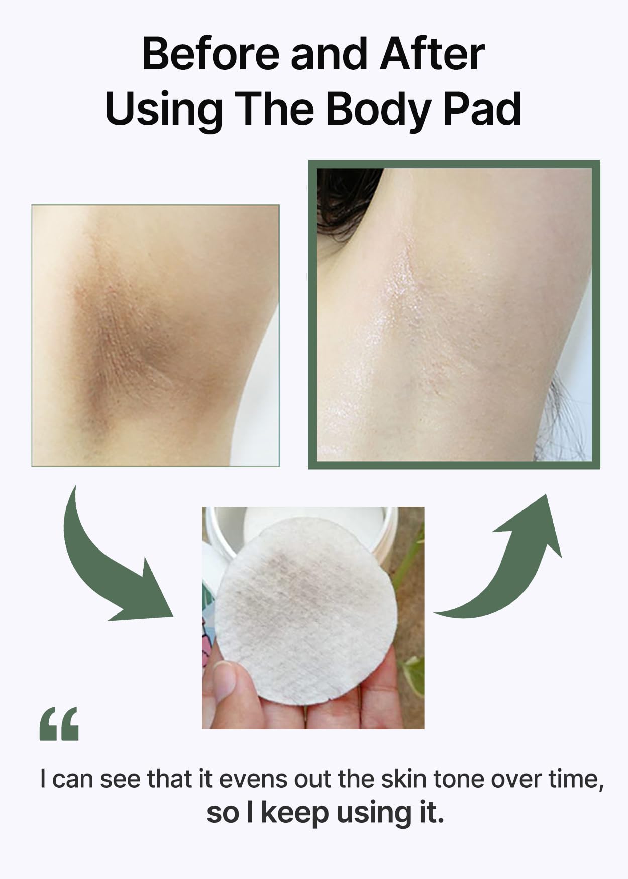 Celimax One Step Body Brightening Pad, toner pad for skin illumination, shown with textured surface and packaging.