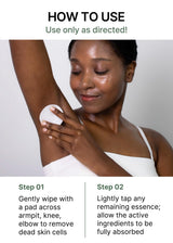 Celimax One Step Body Brightening Pad showing a close-up of the toner pad with brightening ingredients and packaging.