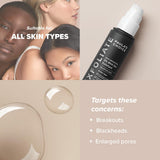 SKINZA Paula's Choice SKIN PERFECTING 2% BHA Gel Exfoliant in a clear bottle with pump, featuring white and blue labeling.