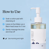 ROUND LAB 1025 Dokdo Cleansing Oil bottle, 200 ml, featuring clear packaging and product label for gentle facial cleansing.