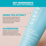 SKINZA Paula's Choice CLEAR Light Hydrating Fluid SPF 30 oil-free moisturizer in a white bottle with pump dispenser