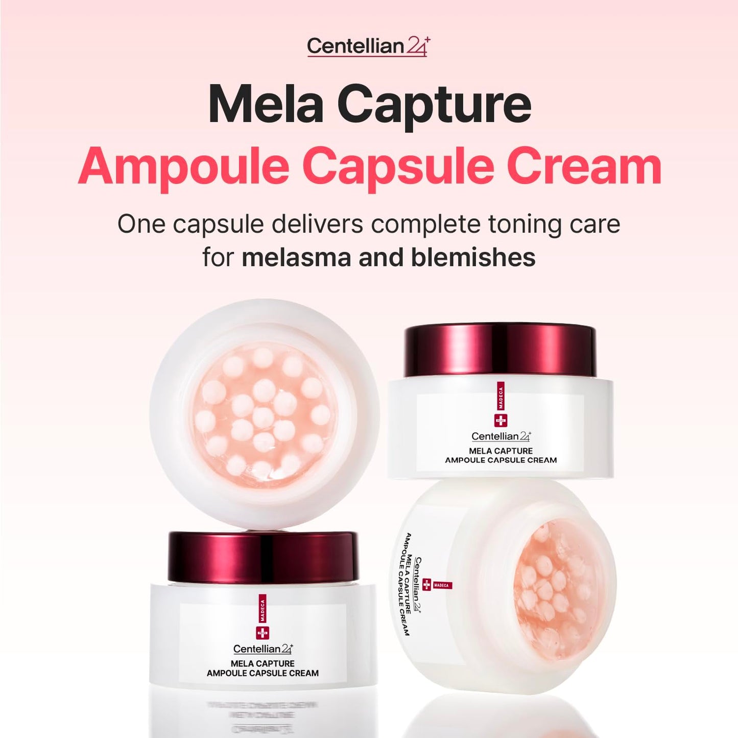 CENTELLIAN 24 Madeca Mela Capture Ampoule Capsule Cream jar showing the cream's packaging and labeling.