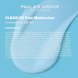 SKINZA Paula's Choice CLEAR oil-free night cream in a jar, smooth lightweight moisturizer for clear and healthy skin.
