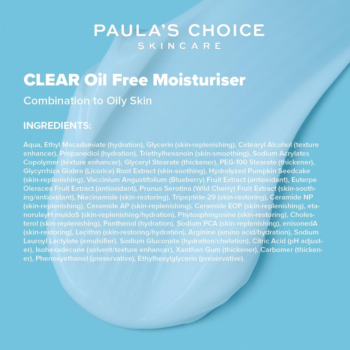 SKINZA Paula's Choice CLEAR oil-free night cream in a jar, smooth lightweight moisturizer for clear and healthy skin.