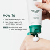 Purito Seoul Mighty Bamboo Panthenol Cream sunscreen tube with green and white packaging, showcasing the product label.