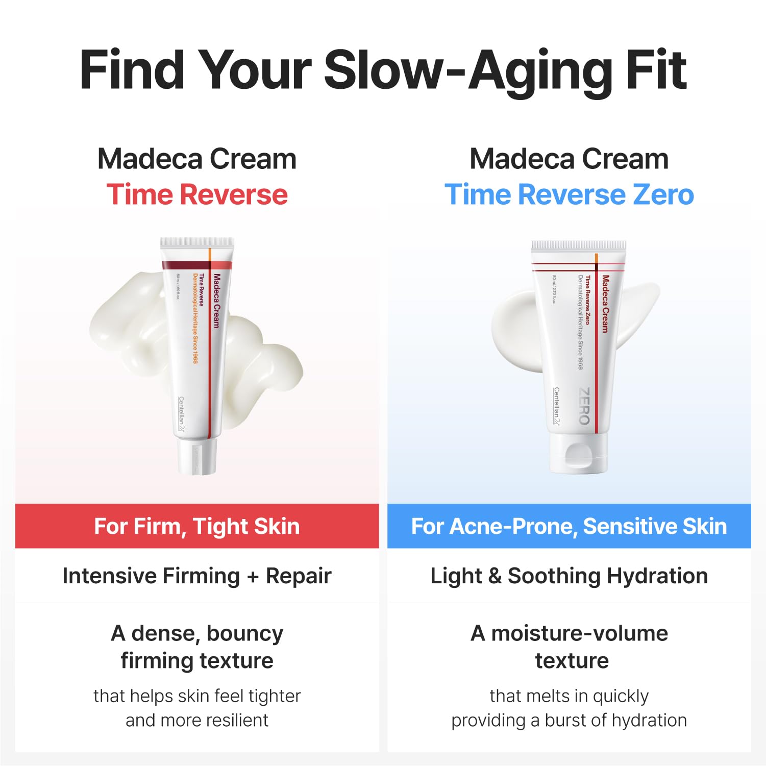 Centellian 24 Madeca Cream Time Reverse jar, 50 ml, with cream visible in a sleek container, emphasizing soothing skincare ingredients.