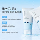 ROUND LAB 1025 Dokdo Cleanser bottle with white and blue packaging, featuring product label and pump dispenser.