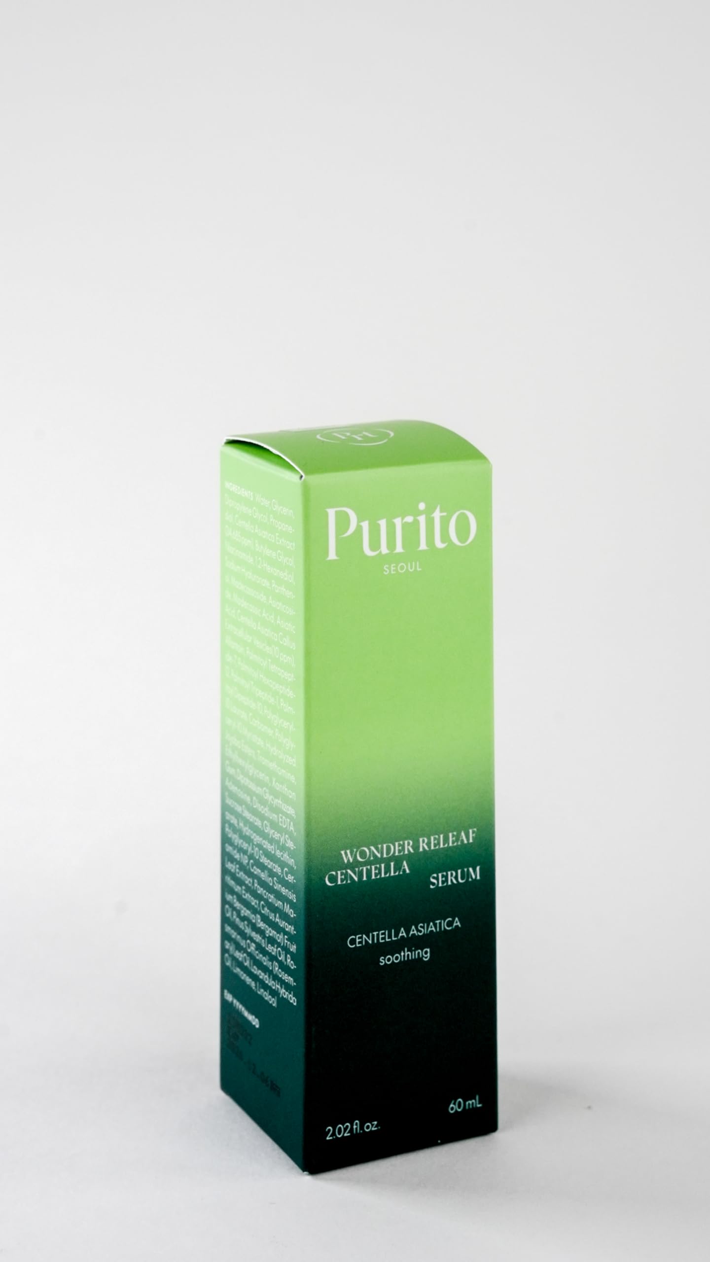 Purito Centella Unscented Serum in a clear glass dropper bottle with white label, showcasing the skincare product from Purito Seoul.