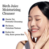 ROUND LAB Birch Juice Moisturizing Cleanser in a 150ml bottle, showing the clear liquid and minimalist packaging design.