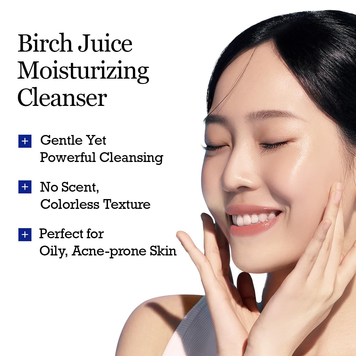 ROUND LAB Birch Juice Moisturizing Cleanser in a 150ml bottle, showing the clear liquid and minimalist packaging design.