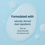ROUND LAB Birch Juice Moisturising Serum in a 50ml bottle, featuring clear glass packaging and a white pump dispenser.