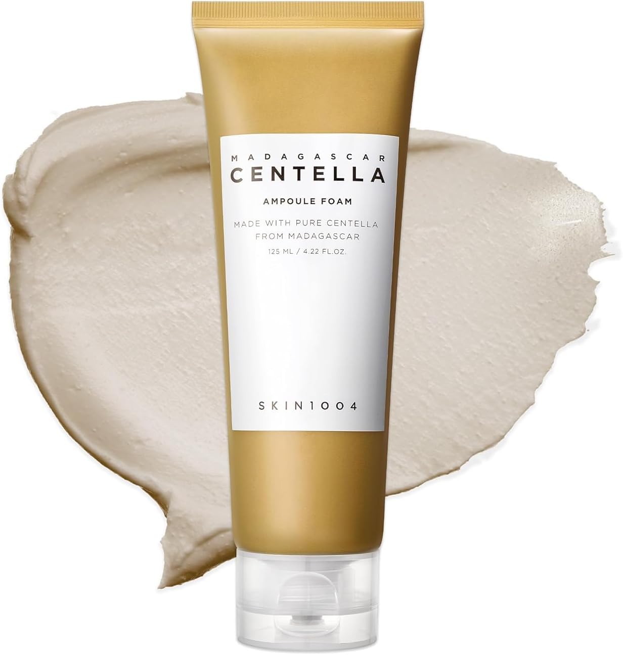 SKINZA Madagascar Centella Ampoule Foam 125ml, gentle facial cleanser with Centella extract for soothing skin care.