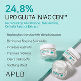 APLB Glutathione Niacinamide Facial Cream jar with white lid and label, showcasing a nourishing skincare product for brightening and hydration.