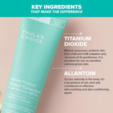 SKINZA Paula's Choice CALM Barrier Protect Mineral Sunscreen SPF 30 tube with SPF label and calming skincare branding.