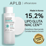 APLB Glutathione and Niacinamide Facial Toner in a clear bottle with a white cap, showcasing the skincare product for brightening and hydration.