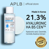 APLB Hyaluronic Acid Ceramide HA B5 Facial Toner in clear bottle with pump, showing the product label and liquid inside.