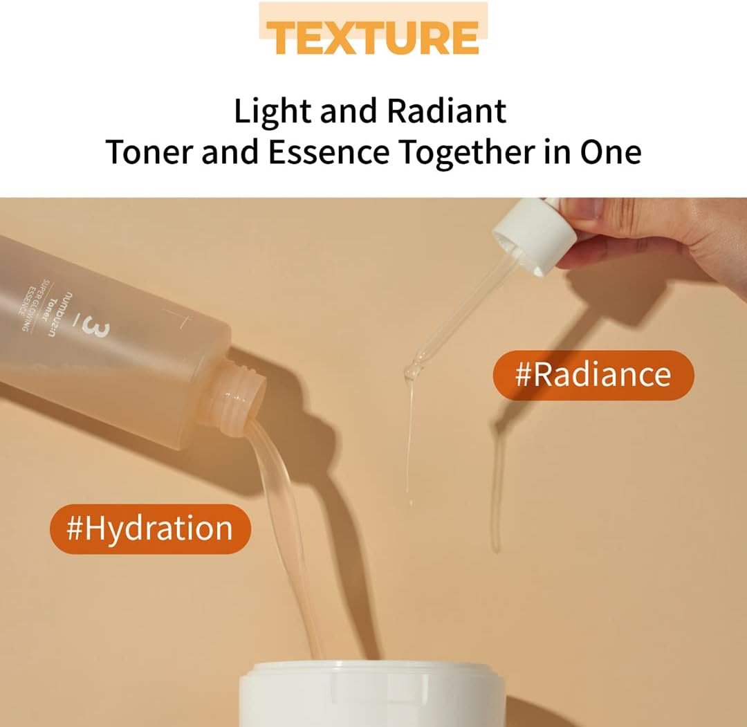 Numbuzin No.3 Radiance Glowing Jumbo Essence Pads, toner pads with brightening and hydrating properties, in a resealable jar.