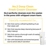 Numbuzin No.2 Deep Clean Fresh Cream Cleansing Foam in a white tube with blue accents, designed for gentle facial cleansing.