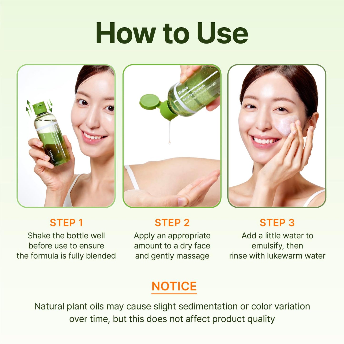 CENTELLIAN 24 Madeca Matcha Cleansing Oil in a 6.76 fl oz bottle, designed for face cleansing and nourishing skin.