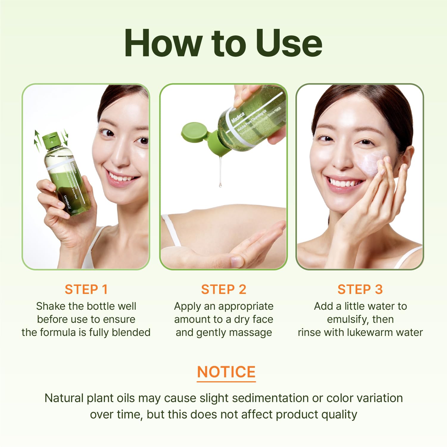CENTELLIAN 24 Madeca Matcha Cleansing Oil in a 6.76 fl oz bottle, designed for face cleansing and nourishing skin.