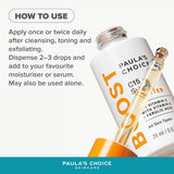 SKINZA Paula's Choice C15 Super Booster serum bottle with dropper, highlighting vitamin C skincare in a sleek packaging