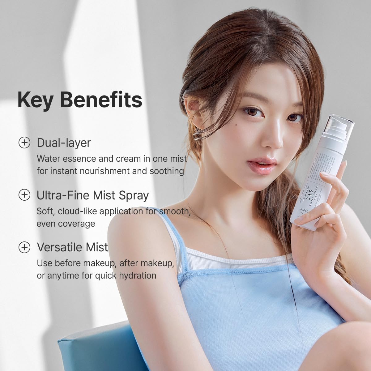 Dr. Althea 345 Relief Cream Toner Mist bottle with white cap and label, designed for soothing and hydrating skin.