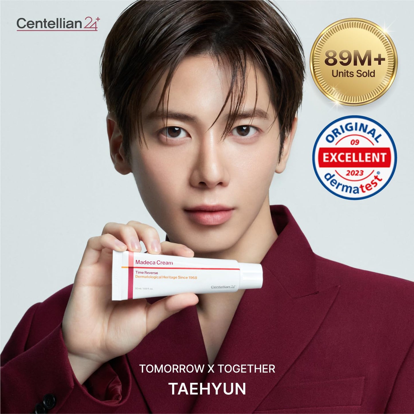 CENTELLIAN 24 Madeca Cream Time Reverse in a 50ml jar, shown with smooth, creamy texture and elegant packaging.