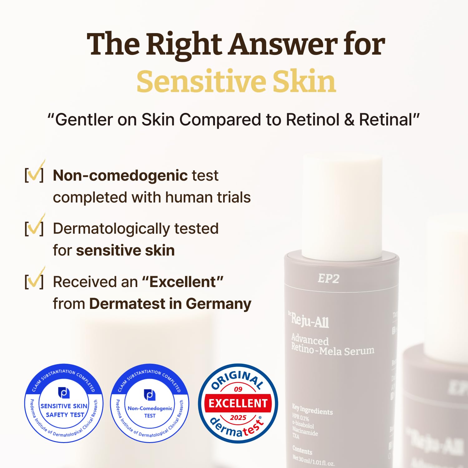Dr.Reju-All Advanced Retino Mela Serum for face, featuring HPR Retinol, in a sleek serum bottle with dropper.