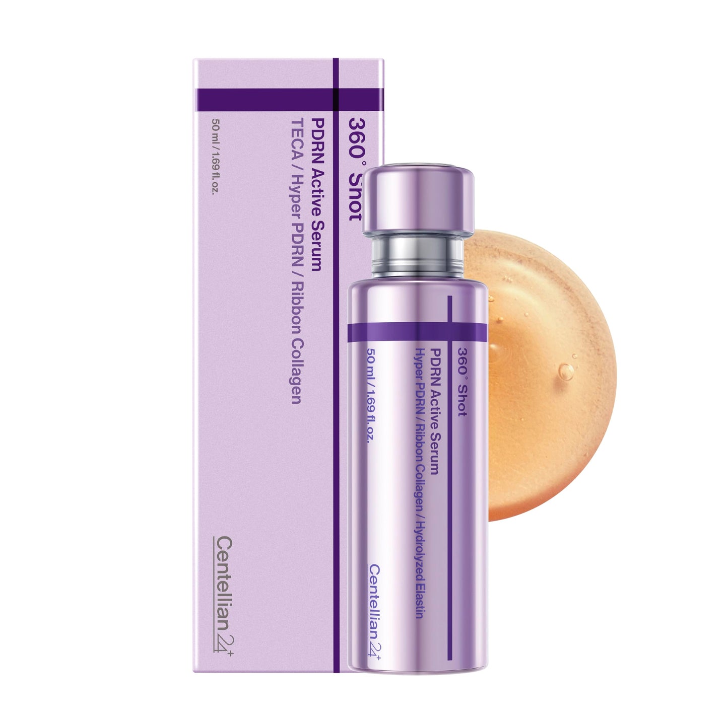 Centellian 24 360º Shot PDRN Active Serum V2 in a clear glass bottle with dropper for skincare application.