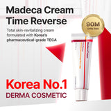 Centellian 24 Madeca Cream Time Reverse jar, 50ml, with white and silver packaging, showcasing the skincare cream inside.
