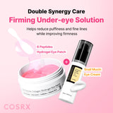 SKINZA COSRX Pink Peptide Collagen Hydrogel Eye Patches with wrinkle-reducing and hydrating properties shown on skin.