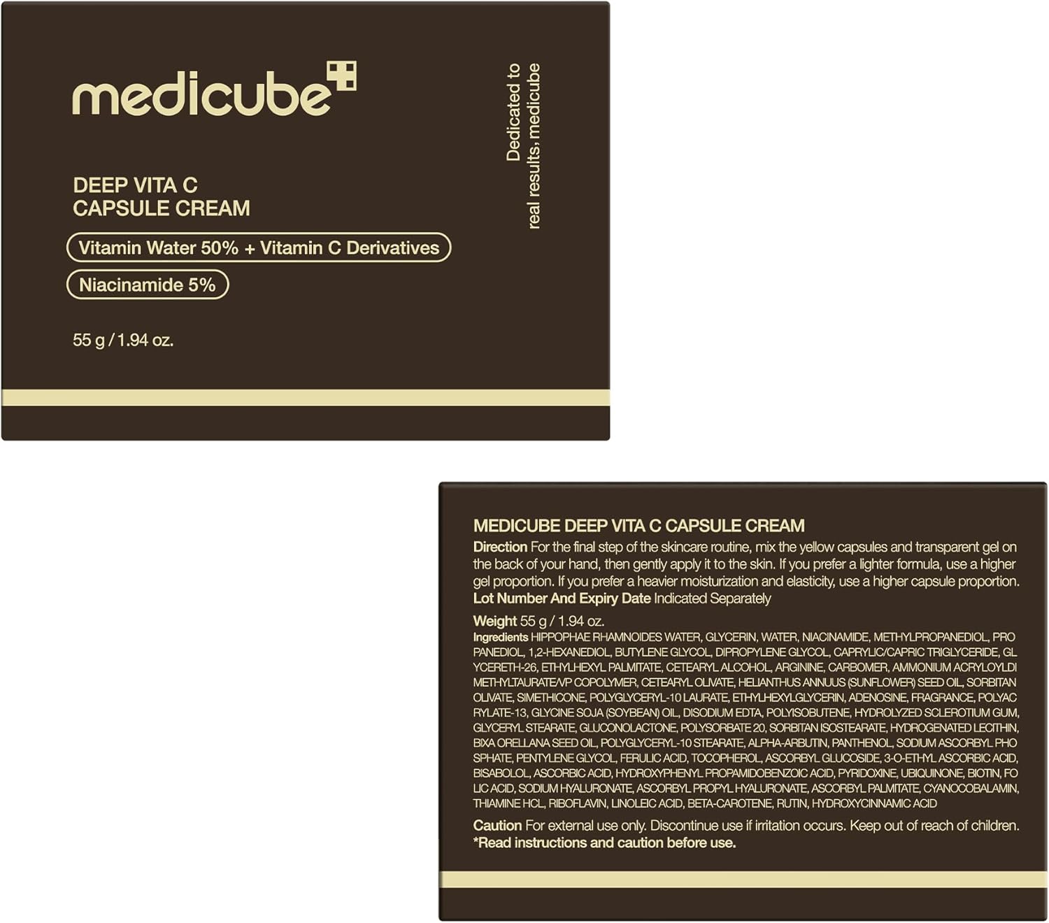 SKINZA Medicube Deep Vitamin C Golden Capsule Face Moisturizer in a jar, showcasing the luxurious golden capsules for brightening skin