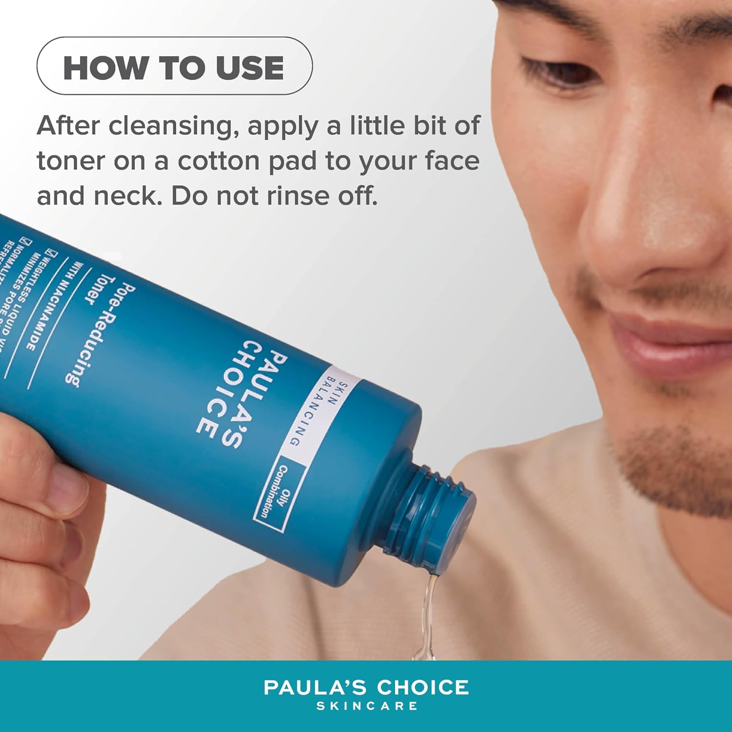 SKINZA aula’s Choice Skin Balancing Pore-Reducing Toner bottle on a white background, highlighting clear labeling and sleek design.