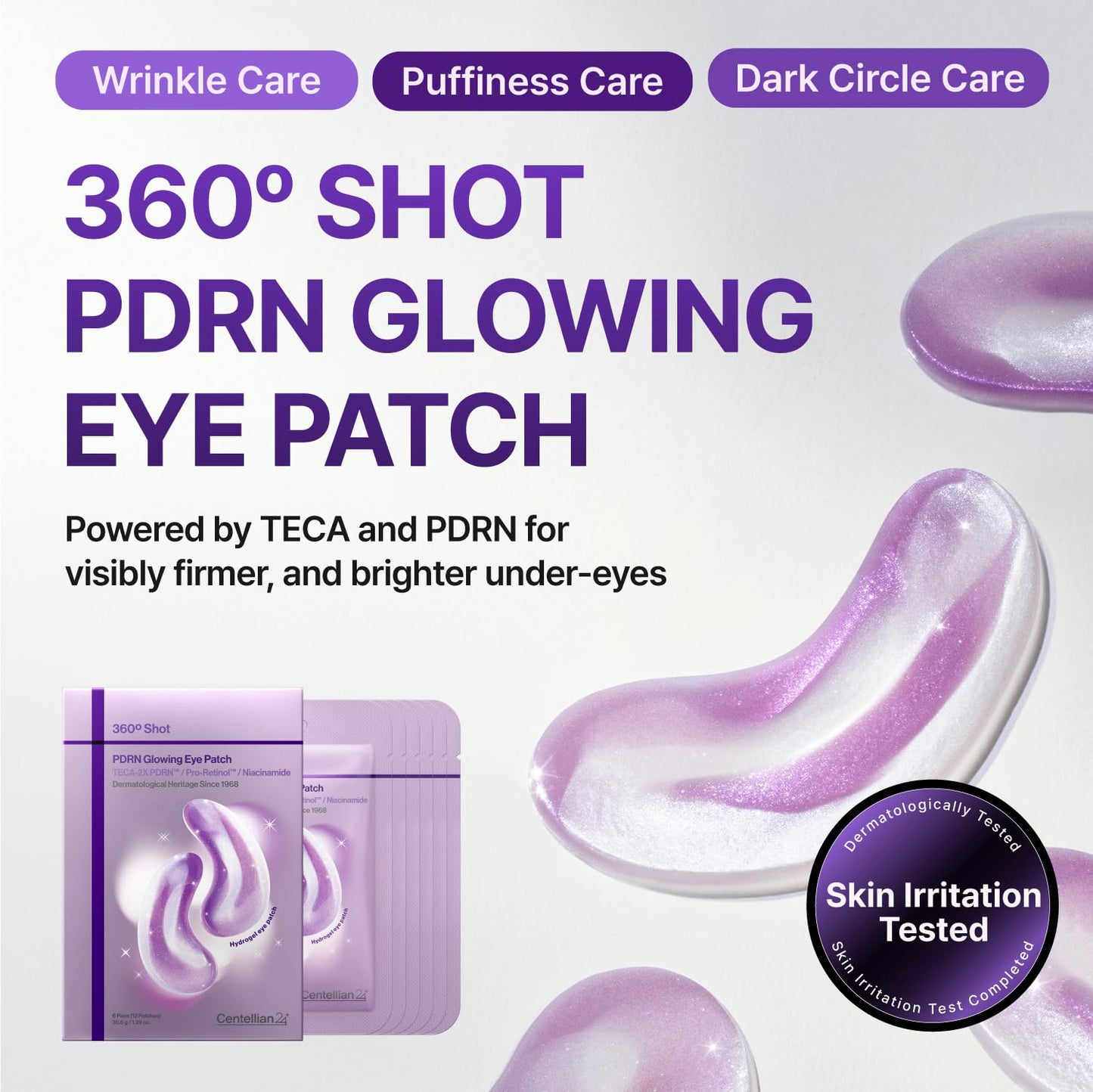 CENTELLIAN 24 PDRN Glowing Eye Patch for eye care, featuring a soothing, hydrating design to reduce puffiness and brighten the eye area.