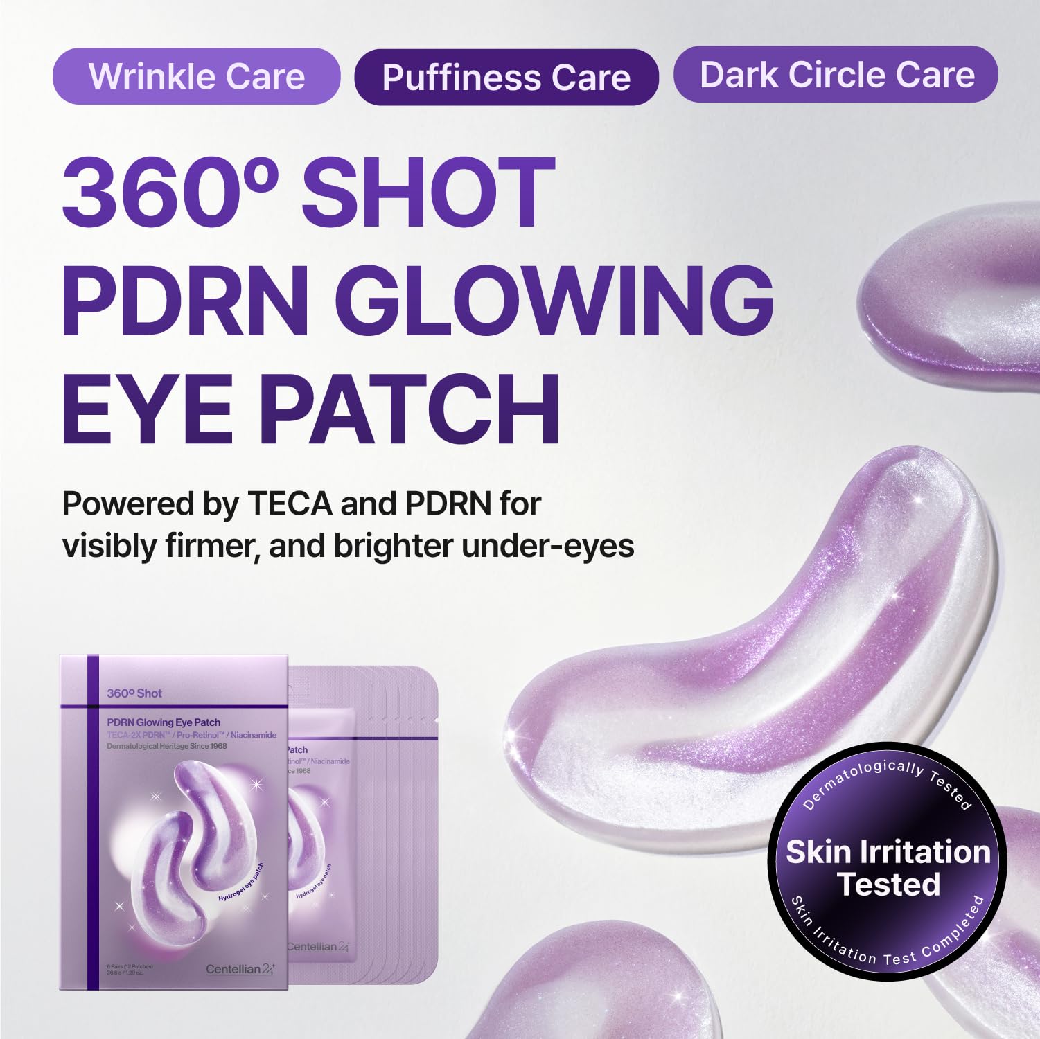CENTELLIAN 24 PDRN Glowing Eye Patch for eye care, featuring a soothing, hydrating design to reduce puffiness and brighten the eye area.