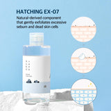 ROUND LAB 1025 Dokdo Toner in a clear 100ml bottle, featuring a minimalist label and a pump dispenser for skincare use.