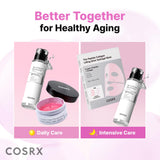 SKINZA COSRX Pink Peptide Collagen Hydrogel Eye Patches showing bright pink, oval-shaped patches designed to reduce wrinkles around the eyes