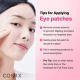 SKINZA COSRX Pink Peptide Collagen Hydrogel Eye Patches showing soft pink patches with collagen and peptide ingredients for eye area.
