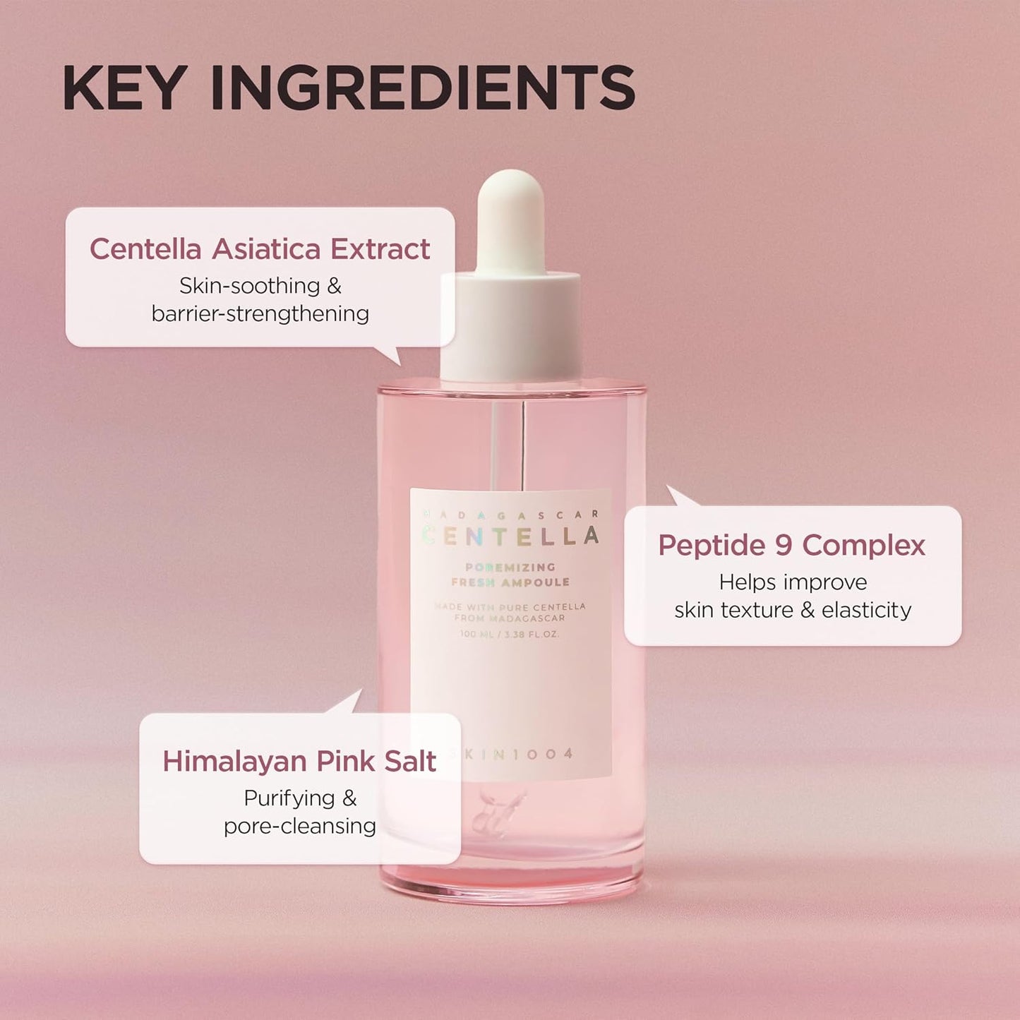 SKINZA SKIN1004 Madagascar Centella Pore-Refining Fresh Ampoule in a clear glass bottle with dropper