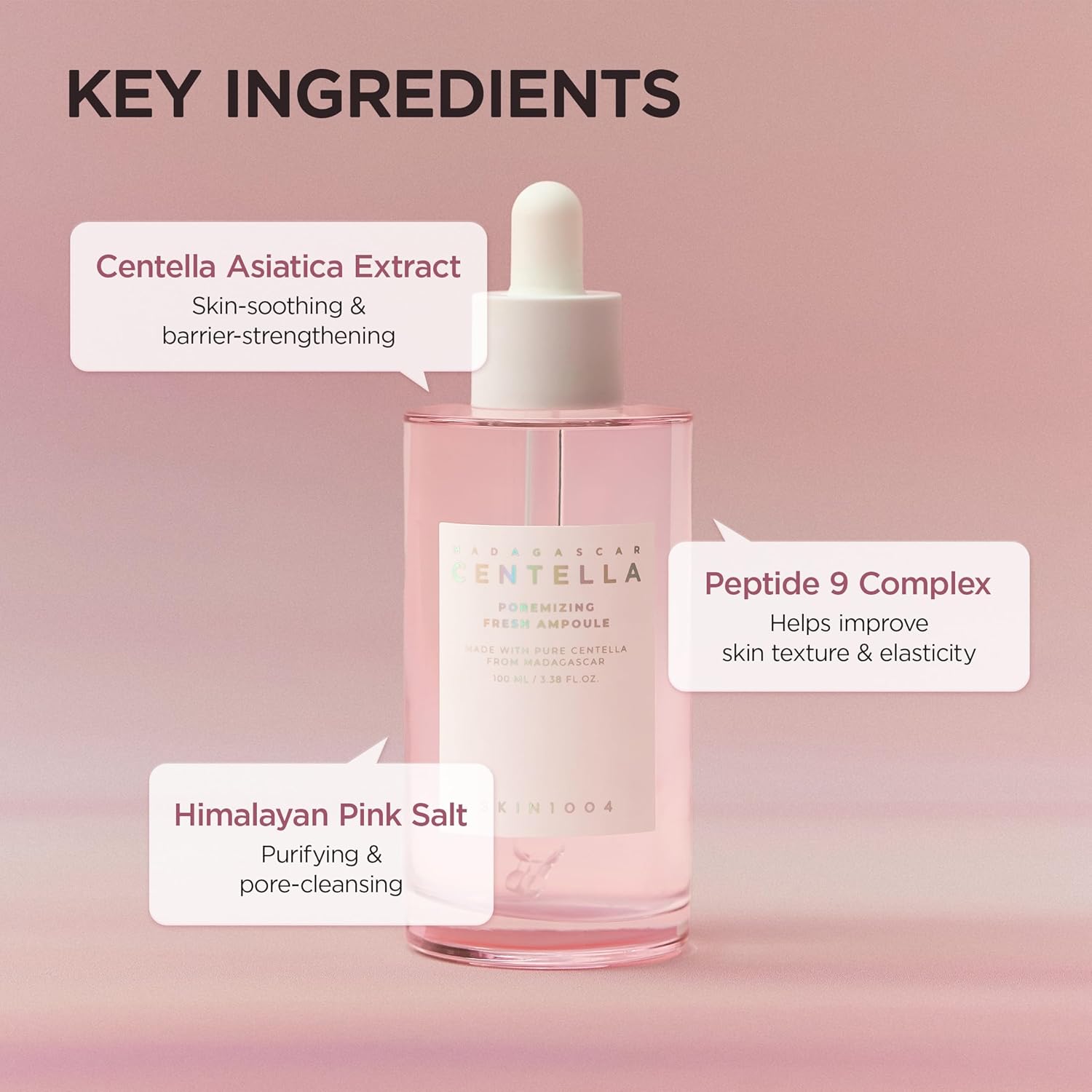 SKINZA SKIN1004 Madagascar Centella Pore-Refining Fresh Ampoule in a clear glass bottle with dropper