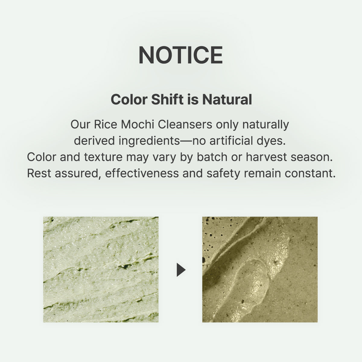 Arencia Fresh Green Rice Mochi Cleanser for face care, showing a tube with green rice mochi extract for gentle cleansing.