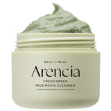Arencia Fresh Green Rice Mochi Cleanser for face care, 50g, featuring green rice mochi texture for gentle cleansing and skin refreshment.
