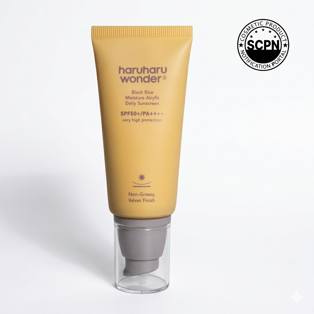 Haru Haru Moisture Airyfit Daily Sunscreen by HARUHARUWONDER, lightweight sunscreen with hydrating formula, in a sleek tube.