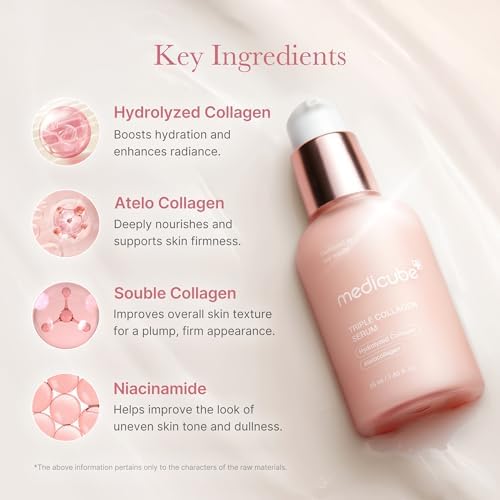 SKINZA medicube Triple Collagen Nourish and Hydrate Duo with cream and serum bottles, featuring sleek packaging and pump dispensers.