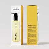 Numbuzin No.1 Easy Peasy cleansing oil bottle with pump dispenser, close-up view showing the product label and packaging