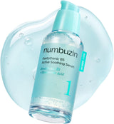 Numbuzin No.1 Pantothenic B5 Active Soothing Serum in a clear glass bottle with a dropper for skincare application.